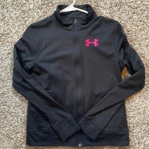 Under armor hot pink logo zip up crew
